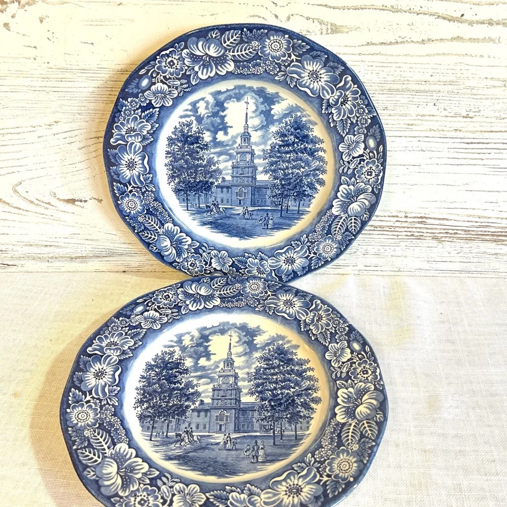 Vintage liberty blue dinner plates ironstone England replacement